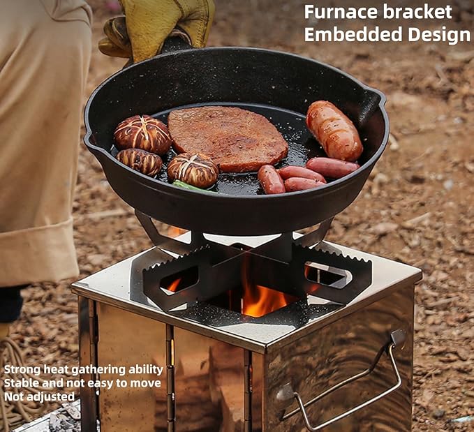 Camping Wood Burning Stove with Carry Bag,Foldable Camp Stove,Stainless Steel Collapsible Backpacking Survival Stove,Campfire Stove,Outdoor Folding Lightweight Stove for BBQ,Cooking,Picnic,Hiking