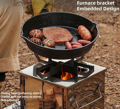 Camping Wood Burning Stove with Carry Bag,Foldable Camp Stove,Stainless Steel Collapsible Backpacking Survival Stove,Campfire Stove,Outdoor Folding Lightweight Stove for BBQ,Cooking,Picnic,Hiking