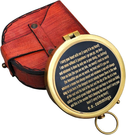 Personalized Brass E.E. Cummings Poem Compass Vintage Style Directional Magnetic/Navigation Push Open Compass Gift Ideas for Valentine's Day, Christmas