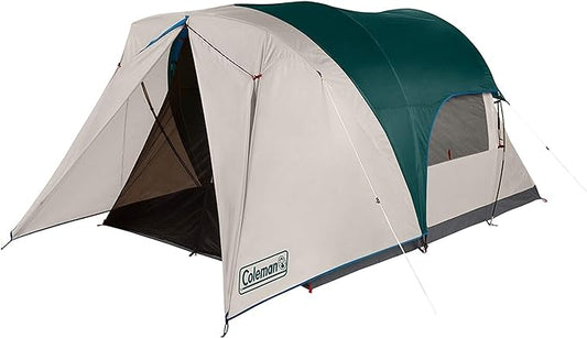 Coleman Cabin Camping Tent with Screened Porch, 4/6 Person Weatherproof Tent with Enclosed Screened Porch Option, Includes Rainfly, Carry Bag, Extra Storage, and 10 Minute Setup