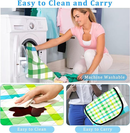 Portable Waterproof Picnic Blanket,Picnic Blankets Extra Large Outdoor 80"x80", Machine Washable, Extra Large Picnic Mat for Grass Concert, Park, Lawn,Travel,Green Gingham