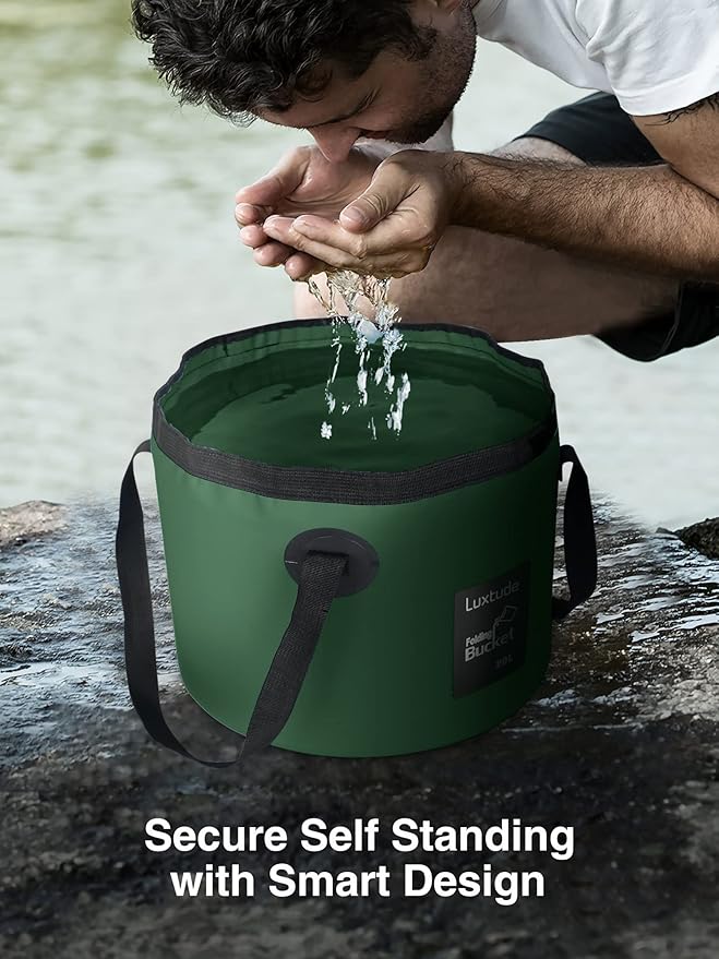 Luxtude Collapsible Bucket with Handle, 5 Gallon(20L), Portable & Ultra Lightweight Outdoor Basin Bucket, Folding Bucket for Fishing, Camping, Hiking