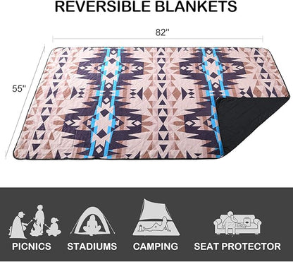 HORIMOTE HOME Outdoor Waterproof Camping Blanket, Extra Thick Flannel Fleece Warm for Cold Weather, Windproof Aztec Blankets Foldable for Stadium Picnic Dog Pet Car(Dakota)