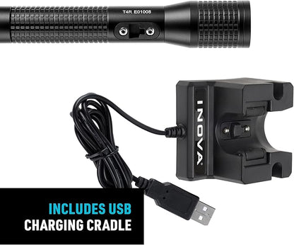 Nite Ize INOVA T4R Powerswitch Rechargeable Tactical Flashlight - 1300 Lumen Tactical Flashlight with Professional-Grade USB Charging Cradle & AC/DC Adapters - Flashlight for Camping, Biking & Hiking