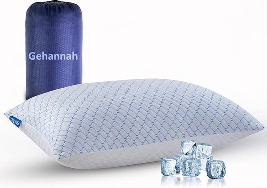 Gehannah Travel Pillow - Large Size Compressible Camping Pillow for Sleeping, Shredded Memory Foam Pillow with Storage Bag Compact Supportive, Pillow for Adults Kids Outdoor Backpacking Hiking Gear
