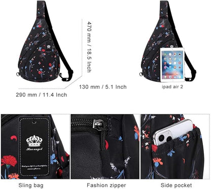 HUA ANGEL Crossbody Sling Bag for Men & Women Lightweight Waterproof Chest Shoulder Bag for Travel Hiking & Everyday Use