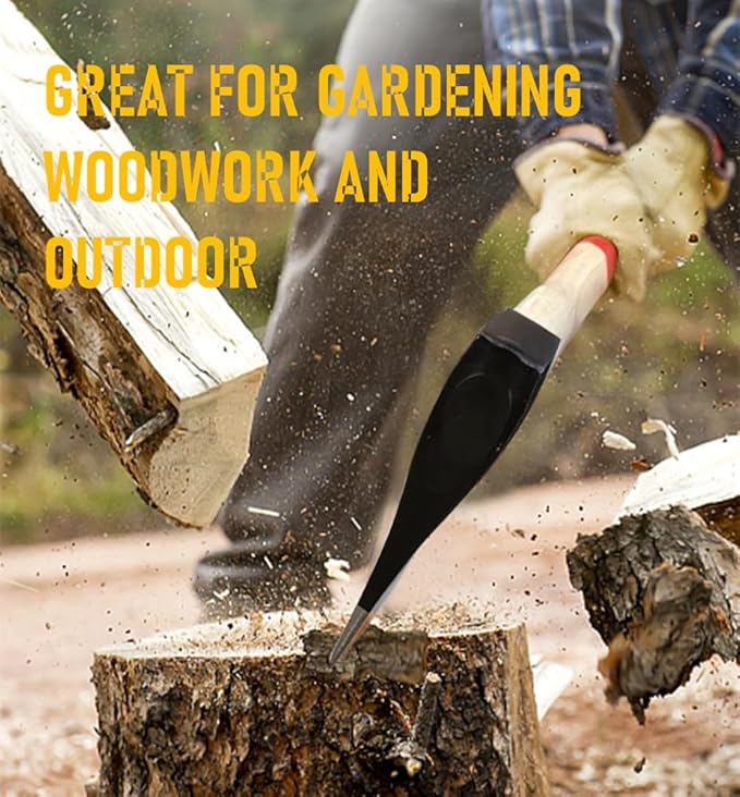 Camping Axe, 15'' Hatchet for Wood Splitting and Chopping, Gardening Small Axe Wooden Handle Tools with Sheath for Camping, Hiking (15inch)