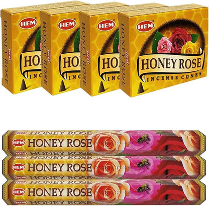Honey Rose Incense sticks and cone incense holder variety pack bundle insence insense insienso