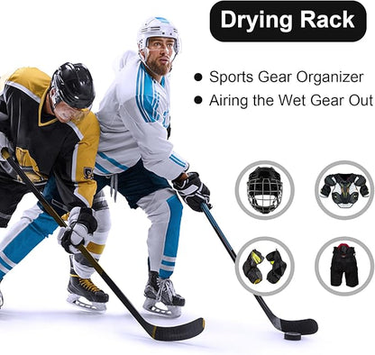 Hockey Drying Rack,Hockey Equipment Gear Drying Rack,Portable Sports Gear Organizer Hanging Straps with 5 Hooks,Ice Goalie Hockey Gifts For Boys Football Baseball Catcher.Outdoor Camping Must Haves