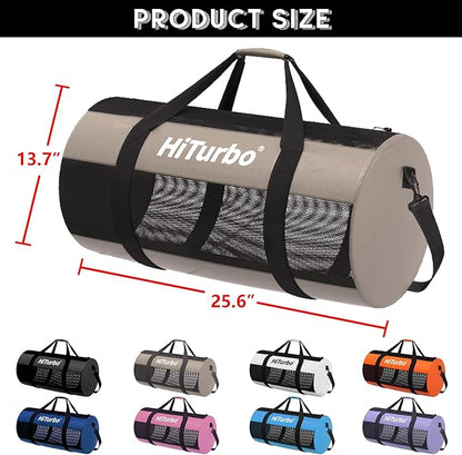 Hiturbo Mesh Dive Duffel Bag: Scuba Gear Bags for Diving, Snorkeling, Freediving and Swimming - 60L Travel Beach Pool Water Sports Equipment Bag with Shoulder Strap