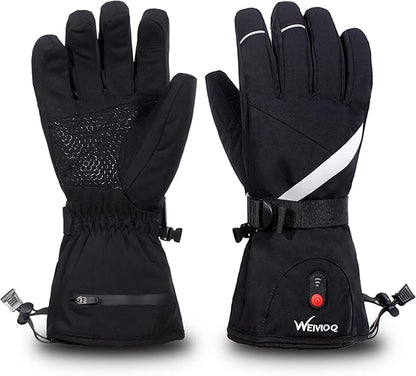 Heated Gloves for Men Women 7.4V 3003mAh Battery Thick Rechargeable Heated Ski Gloves Touchscreen Waterproof Electric Hand Warmers for Winter Skiing Hiking Camping