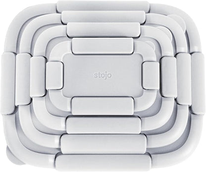 Stojo Nestable Collapsible Food Storage Container - Set of 4, Cashmere - Leak-Proof Airtight Seal Made With Food Grade Silicone For Meal Prep, Lunch Box, Pantry Organizer - Microwave & Dishwasher Safe