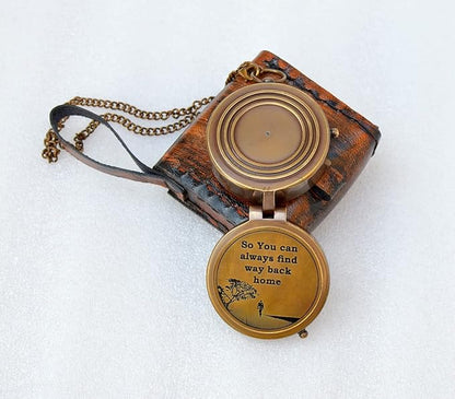 NAUTICAL COLLECTION “So You Can Always Find Your Way Back Home” Quote Engraved Compass | Unique Gifts for Son, Father, Love, Partner, Spouse, Fiancé.-Steampunk Accessory-Beautiful Handmade Gift