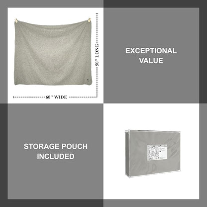EKTOS 100% Virgin Wool Blanket, 50" x 60", Great Couch Throws, Lap Blankets (Light Gray, Throw Size)