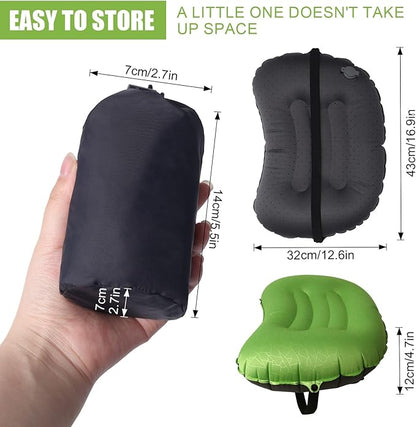 DAWNTREES Inflatable Pillow for Camping,Portable Compressible Ultra-light Travel Inflatable Pillow for Sleeping,Support The Neck and Lumbar,Backpacking Essentials (Green)