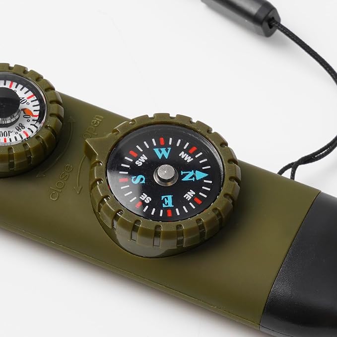 Viriber Whistle Emergency Camping Hiking Survival Whistle，Outdoor Multifunctional Tool with Lanyard,Compass,Thermometer,Ideal for Kayaking, Boating,Climbing