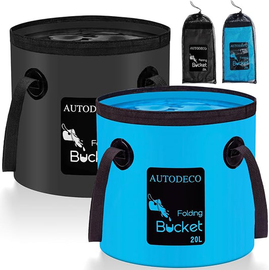 AUTODECO 5 Gallon Collapsible Bucket Water Container Portable Wash Basin for Fishing Camping Car Washing Hiking 20L