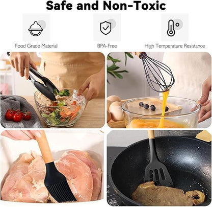 12PCS Camping Accessories Kitchen Cooking Utensils Set - Portable Outdoor Camp Cookware Set, Silicone Camper Essentials Gear Must Have Supplies for Travel RV BBQ Grill Picnic Hiking