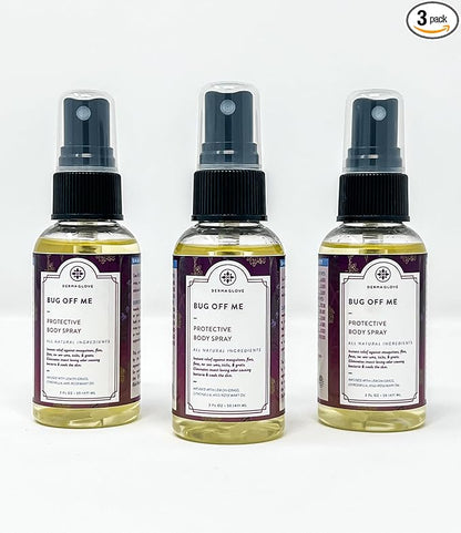 Bug Off ME Minis - 3 Mini 2 Fl Oztravel-Size Spray Bottles - All-Natural Protective Body Spray That Provides Instant Relief from Mosquitoes, Flies, Fleas, No-See-ums, Insects, & Gnats.