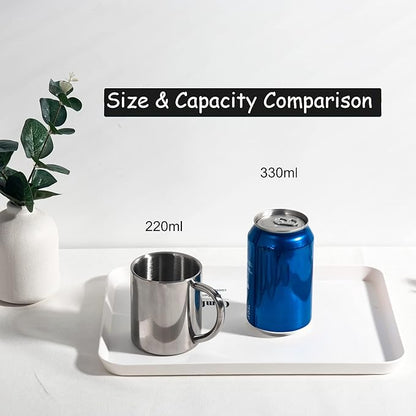 IMEEA Coffee Mugs Unbreakable Double Walled Stainless Steel Mug with Handle 13.5oz/400ml Camping Coffee Mugs, Set of 2