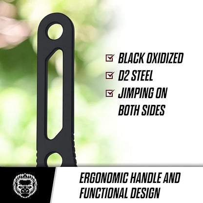 Holtzman's Gorilla Survival 'Scalpel' Fixed Blade Utility Knife with D2 Sheath, Belt Clip (Black)