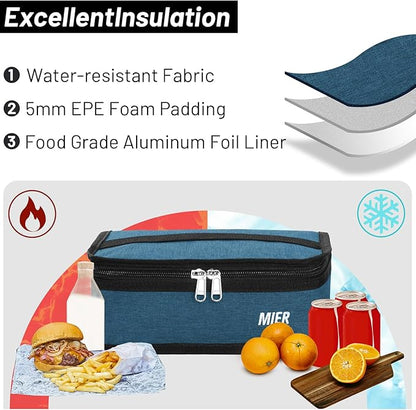 MIER Portable Thermal Insulated Cooler Bag Mini Lunch Bag for Kids, Ocean Depths
