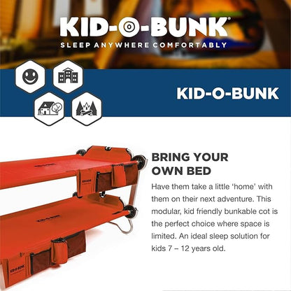 Disc-O-Bed Youth Double Cot Kid-O-Bunk, Modular for Bunk Beds, Dual Cots, or Bench with 2 Carry Bags for Portable Transport