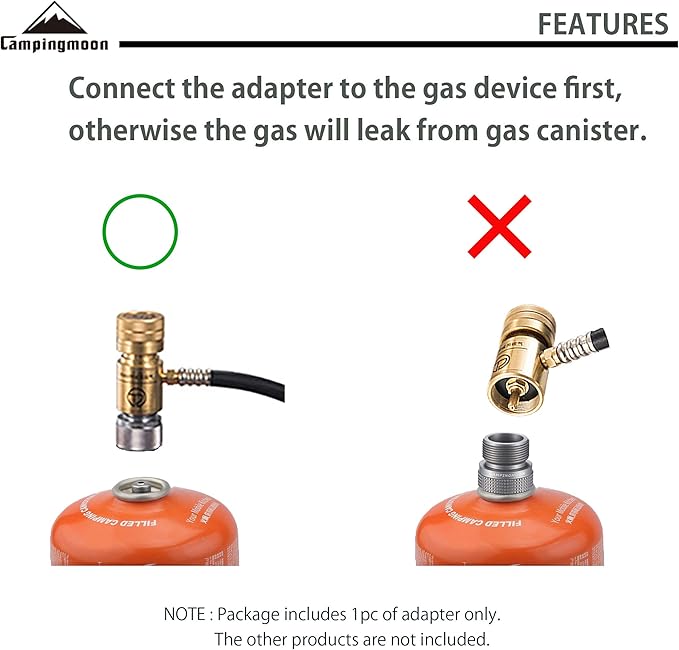 CAMPINGMOON Camping Grill Propane Gas Stove Adapter, Input: EN417 Lindal Valve Canister, Output: Propane Gas Stove Z20