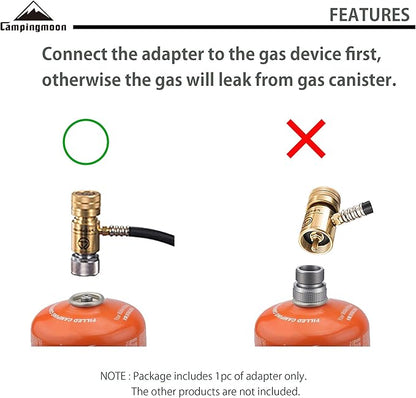 CAMPINGMOON Camping Grill Propane Gas Stove Adapter, Input: EN417 Lindal Valve Canister, Output: Propane Gas Stove Z20