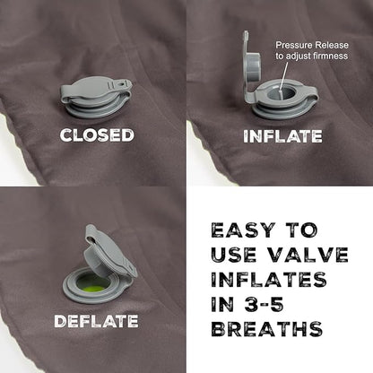 Inflatable Pillow for Camping - Lightweight, Compact, Compressible, Waterproof, Adjustable Firmness Camping Pillow, for Sleeping During Travel, Backpacking, Hiking, and Outdoor Adventure