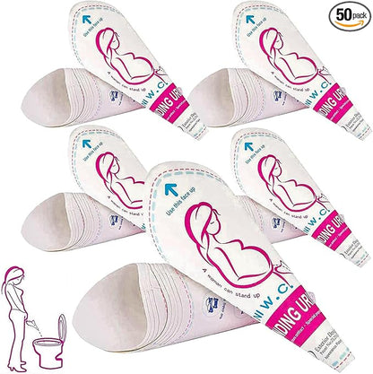 JIURUN 50PCS Female Urination Device Pee Funnel for Women Portable Disposable Female Urinal Funnel to Standing Pee for Pregnant, Wounded, Travel, Camping, Outdoor Activities