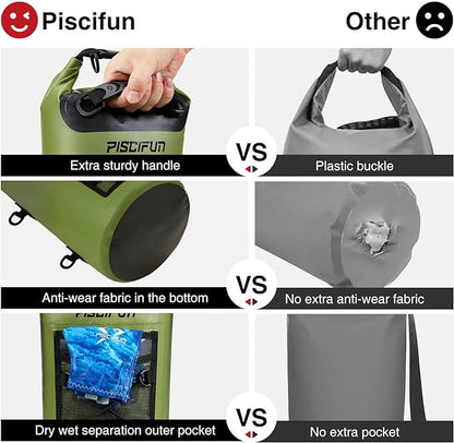 Piscifun Dry Bag, Waterproof Floating Backpack 5L/10L/20L/30L/40L with Waterproof Phone Case for Boating, Kayaking, Fishing