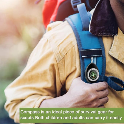 Janinka 18 Pcs Small Keychain Compass for Kids Mini Pocket Survival Compass Bulk for Outdoor Hiking Camping Hunting Climbing