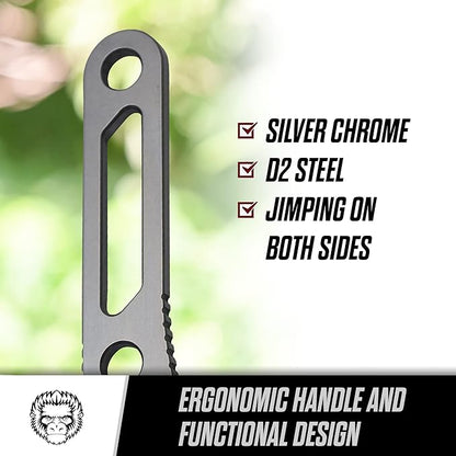 Holtzman's Gorilla Survival 'Scalpel' Fixed Blade Utility Knife with D2 Sheath, Belt Clip (Silver)