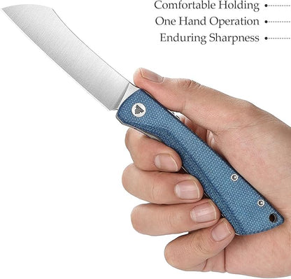 Higonokami Folding Pocket Knife for Men，3.3" 14C28N Satin Camping EDC Knives with Clip Micarta Handle，Norma-04L