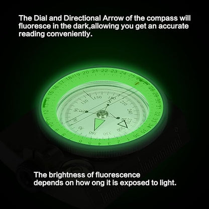 Military Lensatic Sighting Compass Survival with Carrying Bag, Compass for Hiking,Waterproof and Shakeproof, Army Green