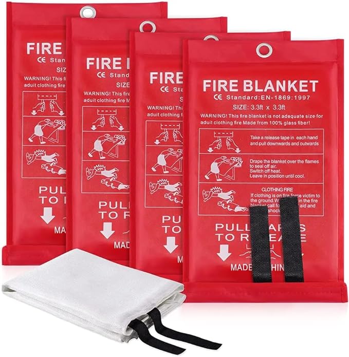 Emergency Fire Blanket for Home and Kitchen (4 Pack) Fire Extinguishers for the House, Deluxe Fire Blankets Emergency for Home Fireproof Blanket Fire Retardant Blankets Fire Spray Emergency Blankets