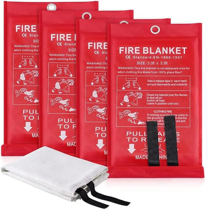 Emergency Fire Blanket for Home and Kitchen (4 Pack) Fire Extinguishers for the House, Deluxe Fire Blankets Emergency for Home Fireproof Blanket Fire Retardant Blankets Fire Spray Emergency Blankets