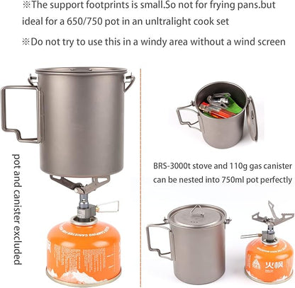 BRS Stove BRS 3000T Stove Ultralight Backpacking Stove Portable Pocket Stove Titanium Camping Gas Burner only 26g with 1 Extra Backup O-Ring