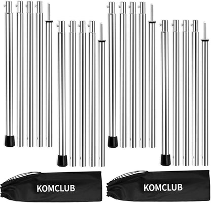 KOMCLUB Telescoping Tent Poles Adjustable Tarp Poles Camping Stainless Steel Lightweight Tent Poles for Trap Sun Sails Canopy Awning Shelter Backpacking Hiking 78 in Set of 4