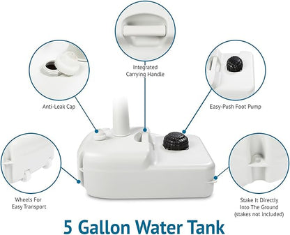 Hike Crew Portable Outdoor Foot Pump Camping Sink – Collapsible Hand Wash Basin w/ 5 Gallon (19L) Water Tank, Wheels, Soap Dispenser, Gooseneck Faucet & Towel Holder – for RV, Travel, Worksite