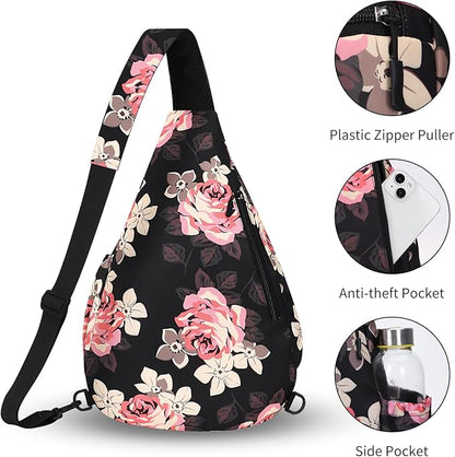 HUA ANGEL Crossbody Sling Bag for Men & Women Lightweight Waterproof Chest Shoulder Bag for Travel Hiking & Everyday Use