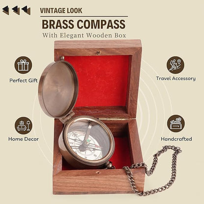 to My Son Compass with Wooden Box-Mom to Son Compass–Father to Son Gifts- to My Grandson -Graduation Day Gifts for Son-Birthday, Baptism, Graduation, Confirmation, Communion Compass for Women Men