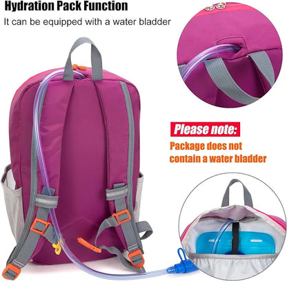 Little Kids Hiking Backpack for Boys or Girls, Small Daypack for Camping or Travel (Purple)