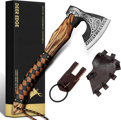 Carbon Steel Axe | Throwing Axe | Best Gift for him | Football Wrapped Handle with Leather Sheath