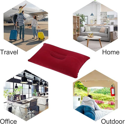 PATIKIL Inflatable Pillow, 2 Pack Squared Ultralight Camping Travel Pillow Desk Rest Neck Support for Hiking Backpacking Office, Red