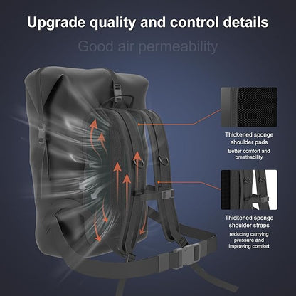 Waterproof Backpack，Heavy Duty Hiking Backpack，35/55/85L dry bag backpack waterproof for Men，Roll-Top Closure，for Kayaking, Travel, Hiking, Fishing, Camping, Motorcycles (grey, 55L)