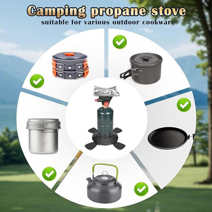 Camping Propane Stove, 10,000 BTU Portable Gas Stove, Propane Burner Camping Stove, Adjustable Flame Backpacking Stove for Outdoor Cooking