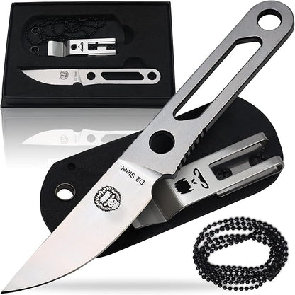 Holtzman's Gorilla Survival 'Scalpel' Fixed Blade Utility Knife with D2 Sheath, Belt Clip (Silver)