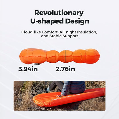 FLEXTAILGEAR Inflatable Sleeping Pad with 6R Value – Ultralight 2.8 Inch Camping Mattress, 4 Seasons Compact Backpacking Gear Essentials for Camping, Traveling, Hiking and Tent